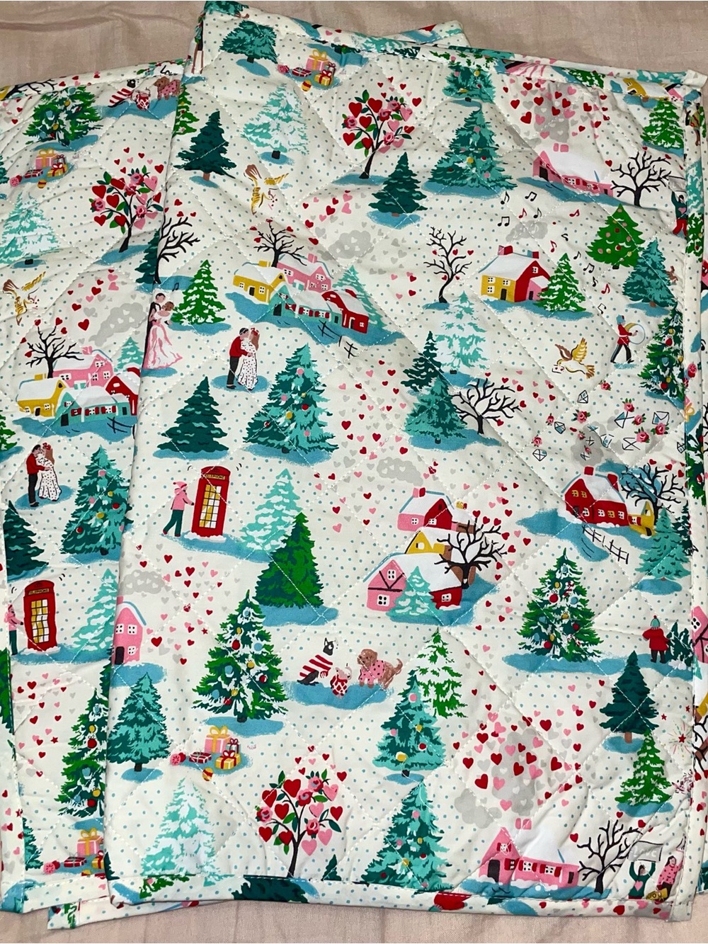 NWOT! Cath Kidston Shine Bright Christmas Village Scene Quilted Shams